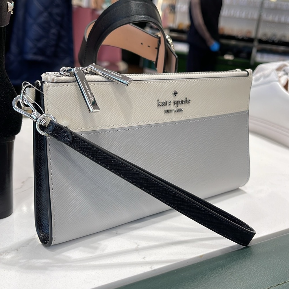 Kate Spade Madison Double Zip Wristlet Wallet Phone Holder 
Platinum Grey Multi - Picture 5 of 16